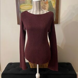 J. Crew Deep Burgundy Cotton Waffle Knit Sweater